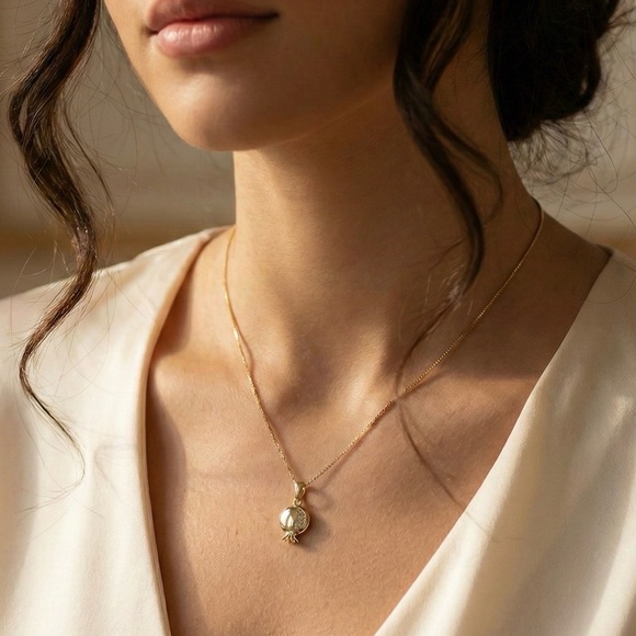 Pomegranate Necklace | 14k Gold Plated CZ Stone Luxury Jewelry - Picture 1 of 11